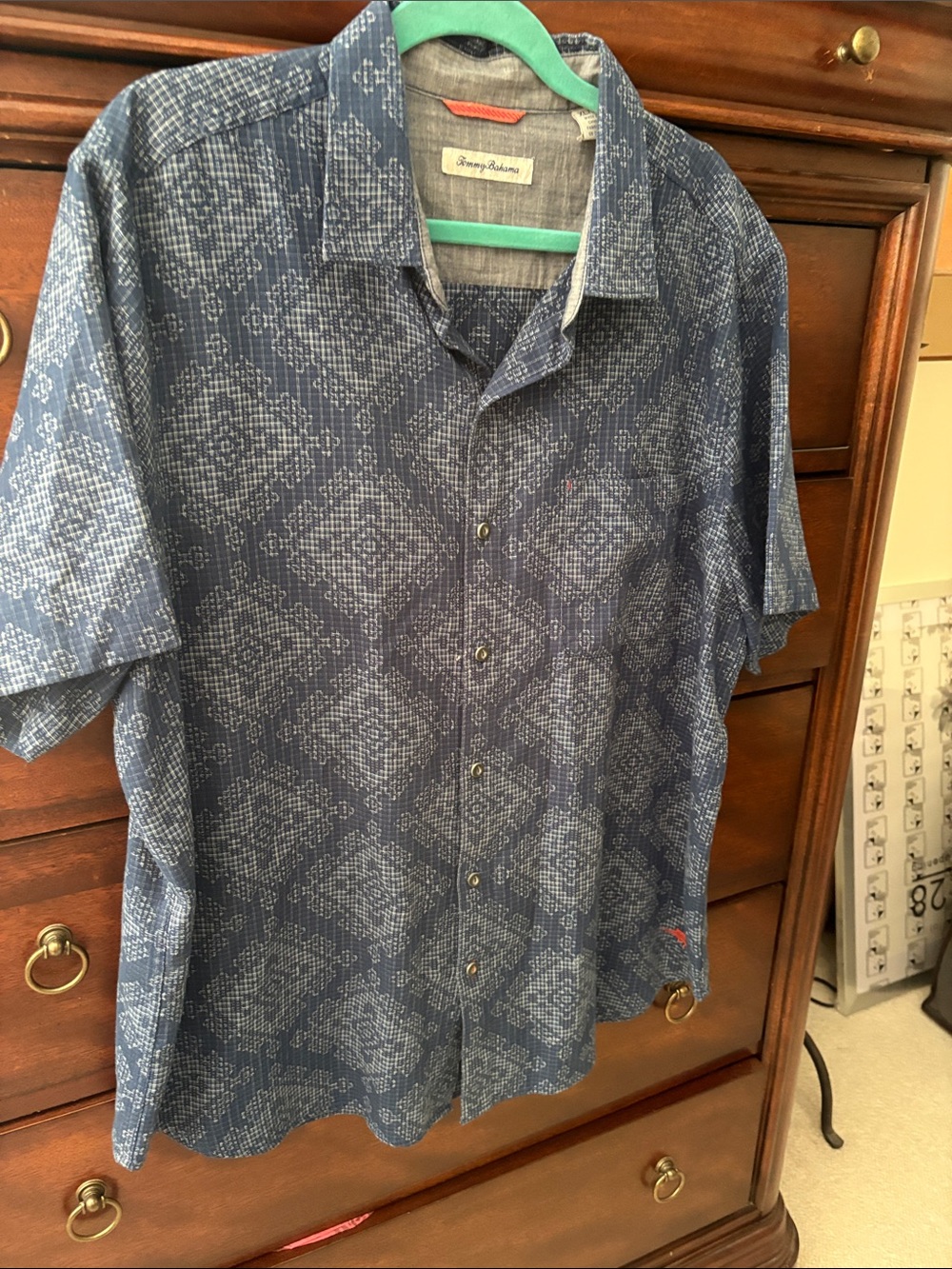 Tommy Bahama Navy Blue Short-Sleeve woven  Camp Shirt
